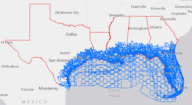 Map of the Gulf Coast