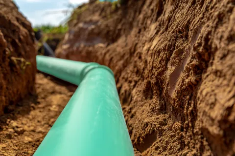 Closeup of water quality improvement project